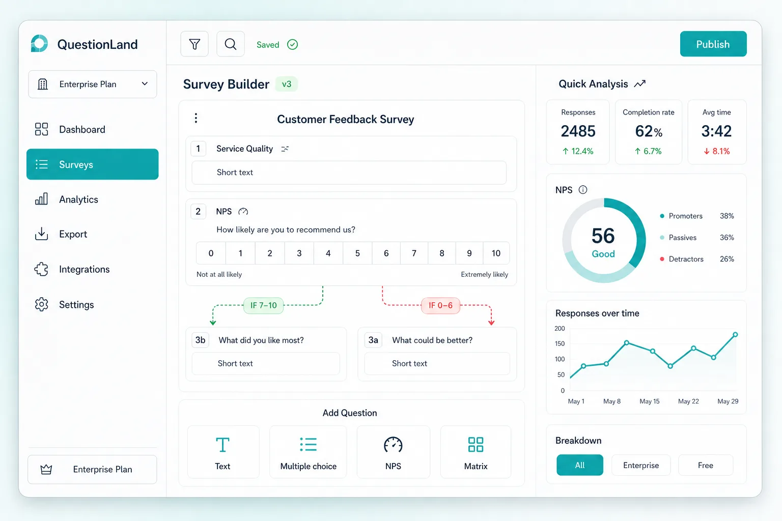 QuestionLand survey builder preview
